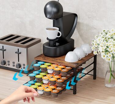 Тримач для капсул кави Dolce Gusto, металева висувна шафа для 90 капсул, з тихими направляючими та антиковзними ніжками