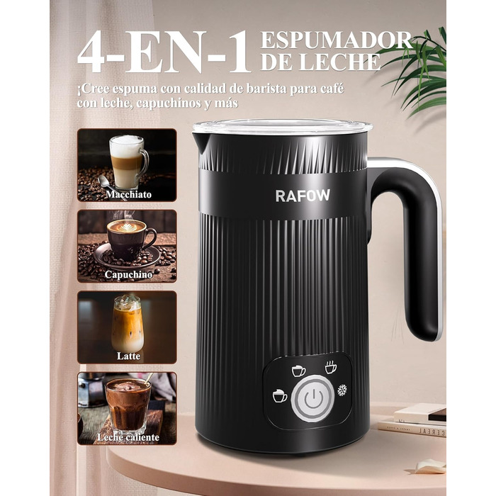 Електричний піноутворювач молока 5-в-1: автоматичний, великий об'єм, для капучино, лате, гарячого шоколаду, миється в посудомийній машині (350мл)