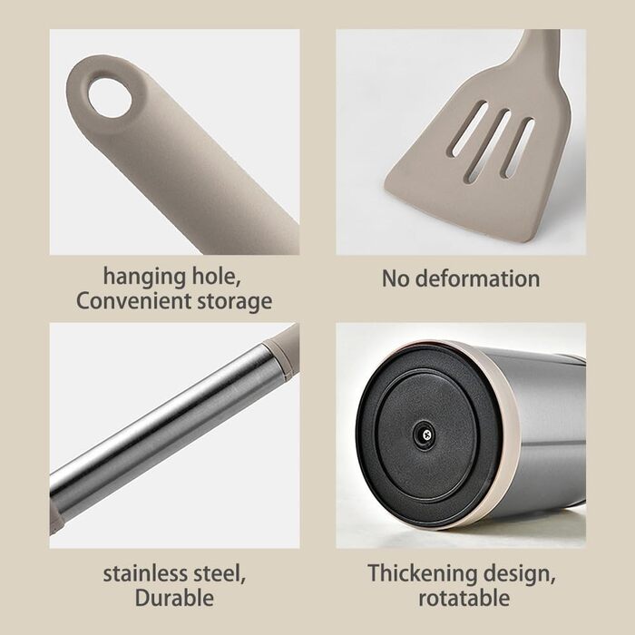 Набір кухонних помічників Aoresac 22 шт. з нержавіючої сталі та силікону, чорний (сірий)