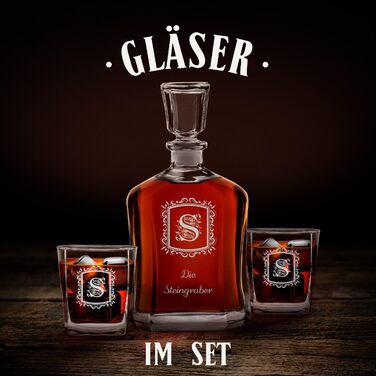 Мавертон Віскі Карафа + Набір склянок для віскі (2/4/6 шт.) з гравіюванням - 700 мл - Чудовий подарунок на весілля для пари