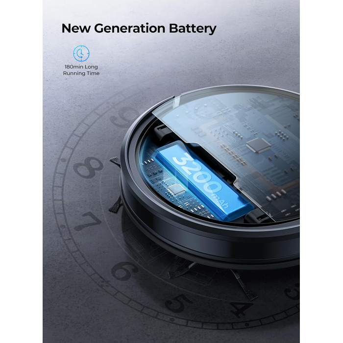 Робот-пилосос Laresar з функцією миття підлоги, 4500Pa, 3-в-1, сумісний з Alexa, час роботи 180 хв, для шерсті тварин, килимів, твердих підлог