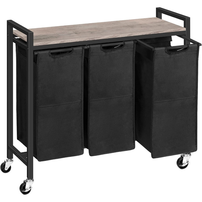 Кошик для білизни HOOBRO з 3 відділеннями, 119 л, на колесах, білий