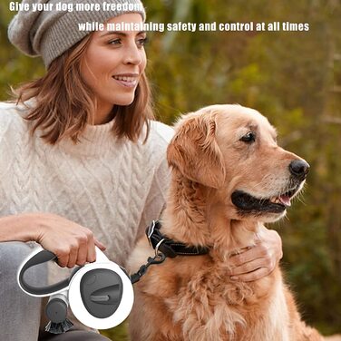Модернізований повідець для собак HCY & WLD 4-в-1 зі світлодіодним підсвічуванням, дозатором і пакетом для корму, міцний повідець для собак довжиною 4,8 м з нековзною ручкою для собак, що не допускає заплутування при температурі до 360 , гальмо і замок од