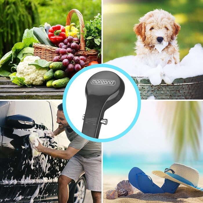 Monzana® Переносна кемпінгова душ з насосом 12V, KFZ-адаптер, сумка для зберігання, 2м шланг, 5м кабель, для авто, собак, саду, антрацит