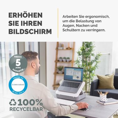 Підставка для ноутбука Fellowes Breyta™ 2-в-1 з сумкою, біла, регулювання висоти, екологічна