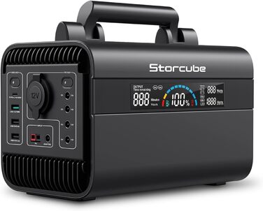 Портативна електростанція STORCUBE 300 Вт, сонячний генератор 294,4 Вт-год/92000 мАг з LiFeP04 з 2 виходами змінного струму, швидкою зарядкою PD 100 Вт, 11 виходами, мобільним накопичувачем енергії для кемпінгу на відкритому повітрі