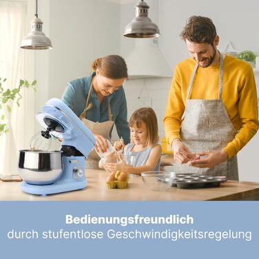 Кухонна машина Bomann 1100 Вт | 5л чаша | міксер, гак для тіста, насадка для збивання | для 3 кг тіста | KM 6030 CB блакитна