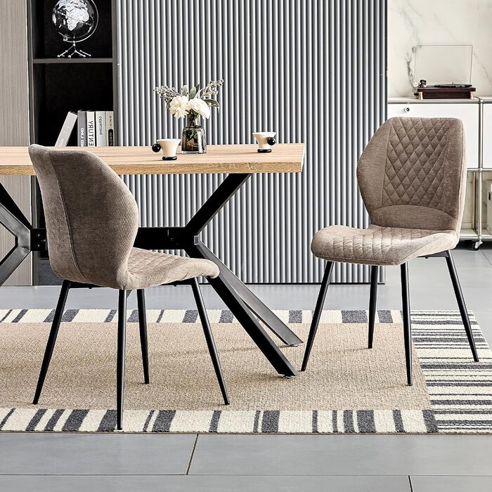 Набір з 4 оббивних ергономічних стільців для їдальні, кухні, вітальні, ресепшену, коричневого кольору