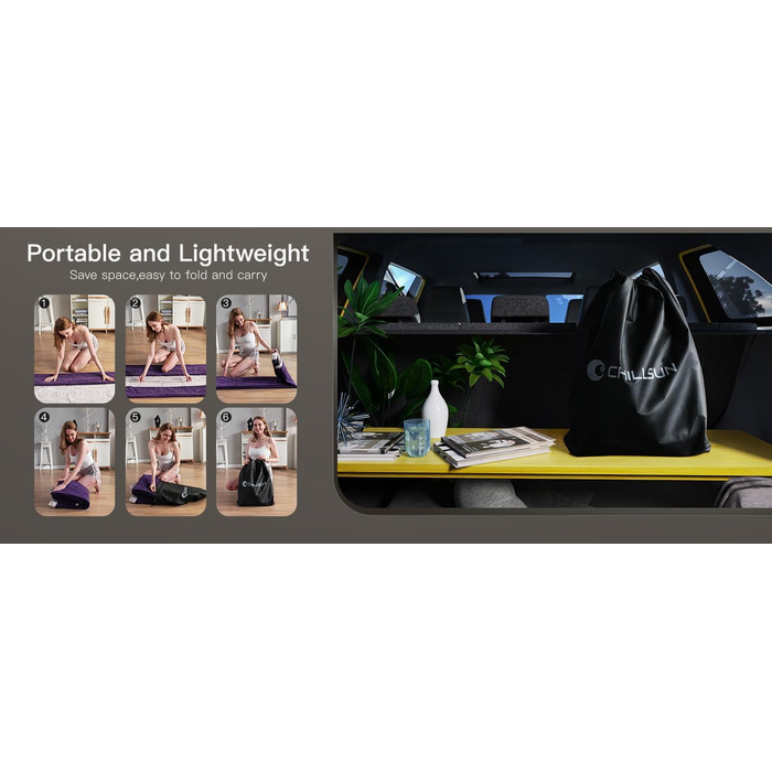 Надувний матрац ChillSun для 1 особи з вбудованим насосом 190x100x40 см, самонадувний, для дому, гостей, кемпінгу (190x100 см)