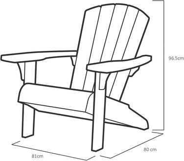 Стілець Keter Adirondack Allibert Troy пластиковий для саду і тераси, антрацит, 93x81x96.5 см, вуличний, стійкий до погодних умов