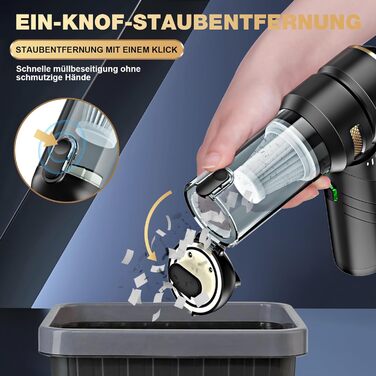 Акумуляторний ручний пилосос 4-в-1 для авто та дому, потужність 28000Па, бездротовий пилосос для прибирання шерсті тварин, кухні та офісу