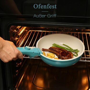 Набір посуду GiPP з знімними ручками, антипригарне покриття, 5 предметів (блакитний градієнт)