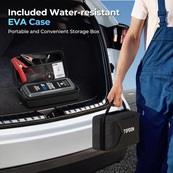 TOPDON JS3000 Powerbank для запуску двигуна: стартер, бустер для авто, 24000mAh (2500A), LED, для бензинових та дизельних двигунів до 9L/7L