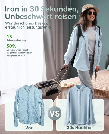 Jack & Rose Дампфглеттер: портативний праска-парогенератор для подорожей, 1000W, 110-240V, 2-в-1, зелений