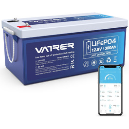 Літієва батарея VATRER POWER LiFePO4 12V 100AH з низькотемпературною відсічною літієвою батареєю 100A BMS 5000 глибокого циклу 1280 Вт для автофургонів, кемпінгу, човнів, сонячних домашніх систем (12V300Ah з автономним нагріванням)