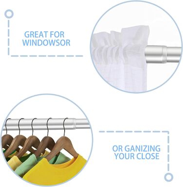 Штанга для штор без свердління AIZESI 113-197 см, телескопічна, для душу/ванної, регульована, діаметр 22 мм, срібна