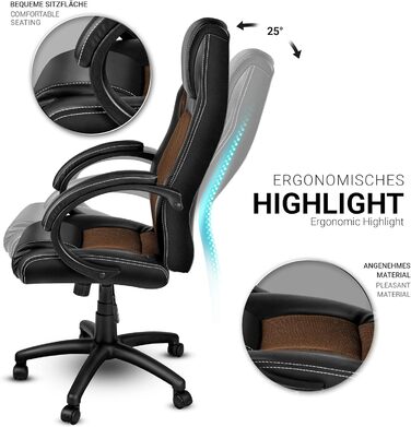 Офісне крісло TRESKO Racing Executive Chair, 14 кольорів, м'які підлокітники, кулісний механізм, протестовано SGS