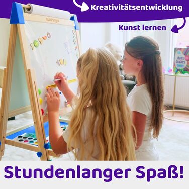 Дитяча мольберт Blue Squid Kinder Staffelei - регульована висота, двосторонній, з крейдяною та магнітною дошками, рулон паперу, 100+ аксесуарів, для дітей 3-12 років, преміум-якість 2025