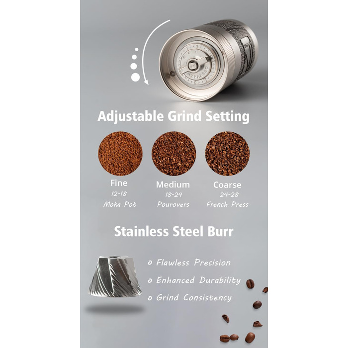 Кавомолка ручна 1Zpresso Q Heptagonal, компактна, для подорожей, з нержавіючою сталлю