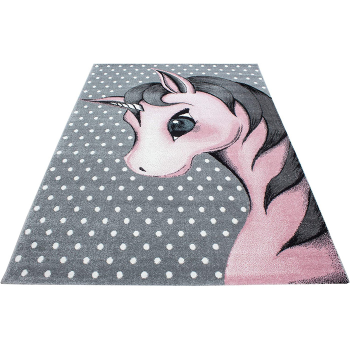 Дитячий килим з коротким ворсом Unicorn Design Рожевий 120 см Круглий килим для дівчаток Extra Soft Antiallergenic - Килимок для дитячої кімнати для дівчаток і хлопчиків Ігровий килимок Дитячий килимок 120 см круглий рожевий