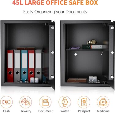 Safe Tresor WASJOYE: Сейф для дому та офісу з ключем, 49L, 45x35x31 см