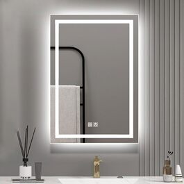 Дзеркало для ванної кімнати з підсвіткою LED, з 3 колірними температурами та функцією проти запотівання. Сенсорне керування. Підходить для готелів, вітальні, спальні.