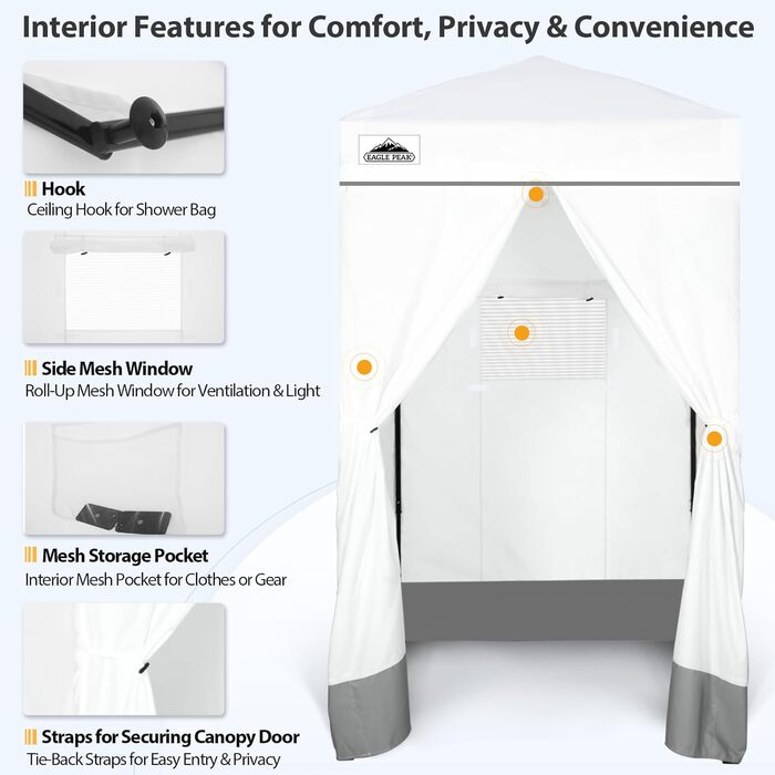 Розкладана переодягальня EAGLE PEAK Flex Ultra Compact - 1.2x1.2 м, біла. Ідеально для басейну, фотосесій та кемпінгу