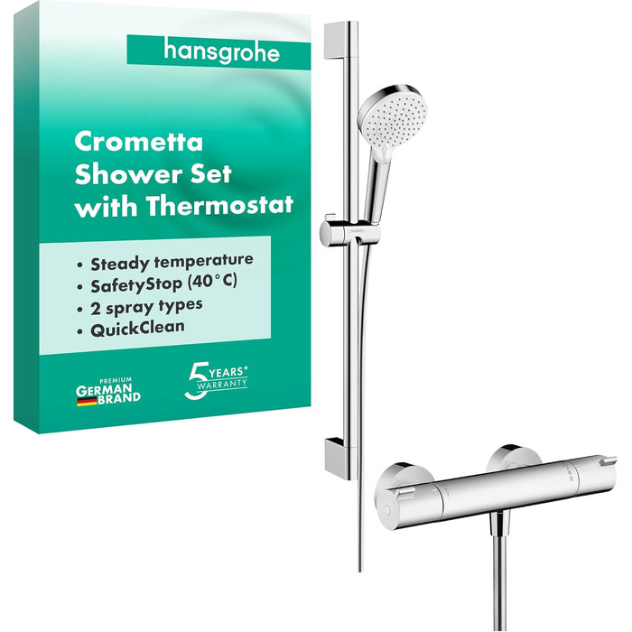 Змішувач для ванної Hansgrohe Ecostat - n Aufputz з термостатом (SafetyStop) 40°C, круглий, для 2 споживачів, 13201000 (білий/хром)