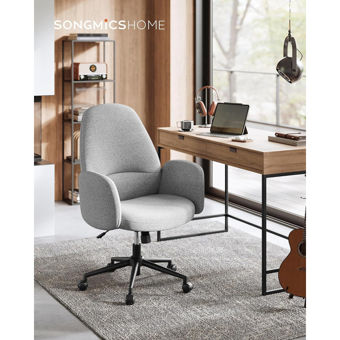 Офісний крісло SONGMICS HOME - регульоване, з підлокітниками, сіро-зелене, з бавовняно-льоновій тканини