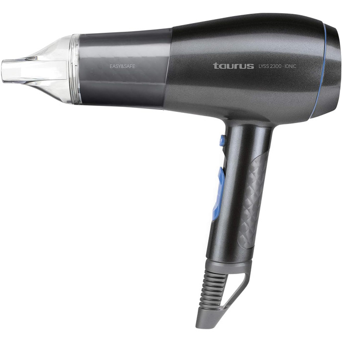 Фен Taurus Lyss 2300 Ionic - 2200 Вт, 3 температурні режими, іонізація, без ефекту завивання, концентратoр та дифузор, чорний