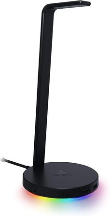 Підставка для навушників Razer з USB-хабом та RGB-підсвічуванням (7.1 Surround Sound, інтегрований тримач, протиковзкий підставник) білий (чорний, Base Station V2 Chroma, Single)