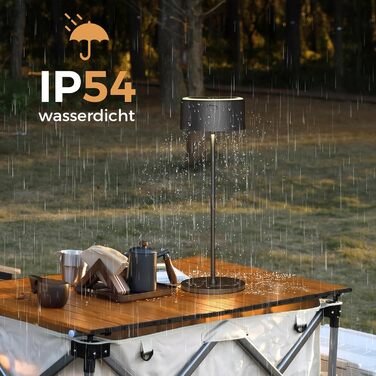 Бездротова LED-лампа TYEE з регулюванням яскравості, акумуляторна, 3000-6000K+RGB, USB-C, водонепроникна IP54, для дому та вулиці, алюміній, чорна