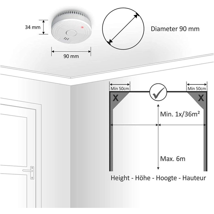Датчик диму ELRO FS1801 - 10 шт. Відповідає стандарту EN14604