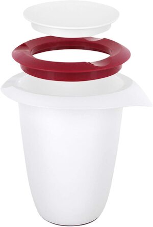 Набір для приготування та випічки Westmark Duo 4 предметів: каструля Quirltopf 1 л, миска для перемішування 3,5 л, мірна склянка 1 л, шпатель для тіста, пластик/силікон, прозорий/білий/червоний/чорний