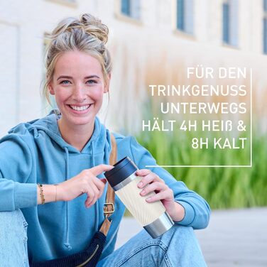 Термокружка Emsa Travel Mug Classic Twist, 0.36 л, кремовий, з кришкою Quick-Press, з нержавіючої сталі