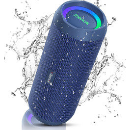 Bluetooth Портативна Колонка RIENOK з підсвічуванням, IPX7, Бас, 3600 mAh, Синій
