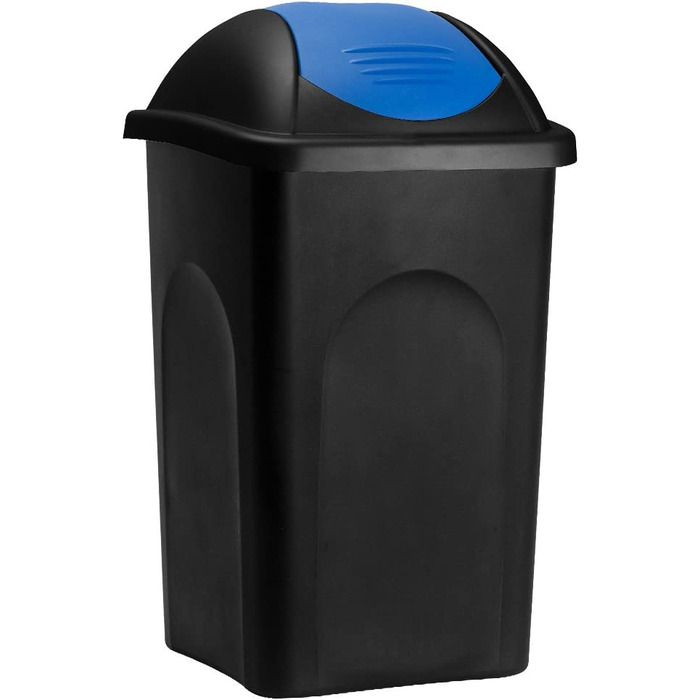 Відро для сміття Stefanplast з відкидною кришкою, 60 літрів чорного / синього кольору