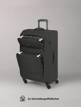 Набір валізак Smartbox (3 шт.) для жінок та чоловіків | Легкі та міцні валізи-ролери, розширювані, з кодовим замком, 4 колеса, чорний колір