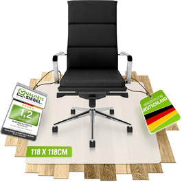 Захисна килимок під офісне крісло – прозора підкладка для ламінату, паркету та плитки – неслизька, шумопоглинаюча, ідеальна для дому (118 x 118 см)