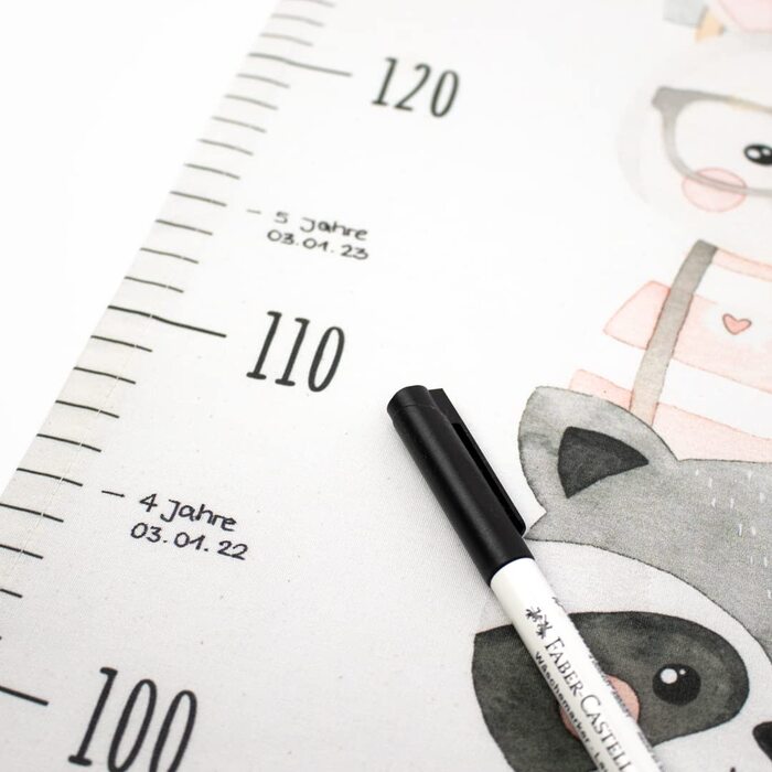 Вимірювальна паличка для тканини бохо-лисиця персоналізована вимірювальна смужка ім'я та дата на ваш вибір (без маркера для тканини)