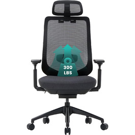 Офісний крісло Colamy XK01 Atlas: ергономічний, з високою спинкою, регульованою підголівником та 4D підлокітниками, чорний