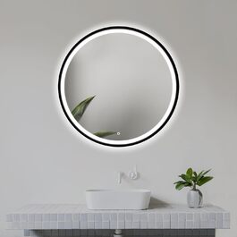 LED дзеркало для ванної кімнати 60 см з чорною рамою та підсвічуванням