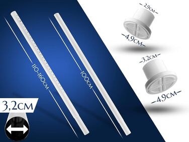 Штанга для душу без свердління 160-210 см, біла, діаметр 32 мм, з кріпленнями - для ванної, кухні та міжкімнатних дверей