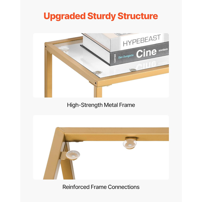 VEVOR Консольний столик з 2 ящиками, сучасний прямокутний, 107 x 35,4 x 75,5 см, з скляною стільницею, столик біля дивана з захистом від перекидання, для вітальні, передпокою, холлу