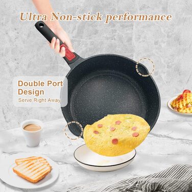 Сковорода Bobikuke 28 см з кришкою, з антипригарним покриттям, внутрішня висота 7,5 см, підходить для індукційних плит, зі знімною ручкою, для всіх типів варильних поверхонь, можна мити в духовці та посудомийній машині