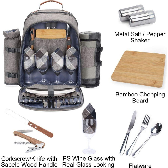 Рюкзак для пікніка HappyPicnic на 4 персони з посудом та холодильним відділенням