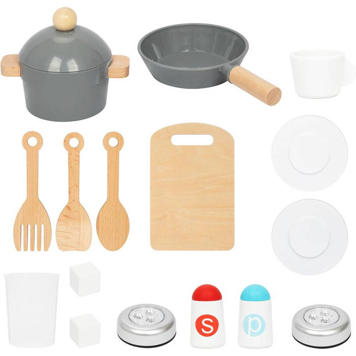 Дерев'яна дитяча кухня Mamabrum з LED-підсвічуванням - ігровий набір кухонь з регульованою висотою, з приготуванням кубиків льоду, мікрохвильовою піччю, плитою та посудомийною машиною. Іграшка для дітей від 3 років