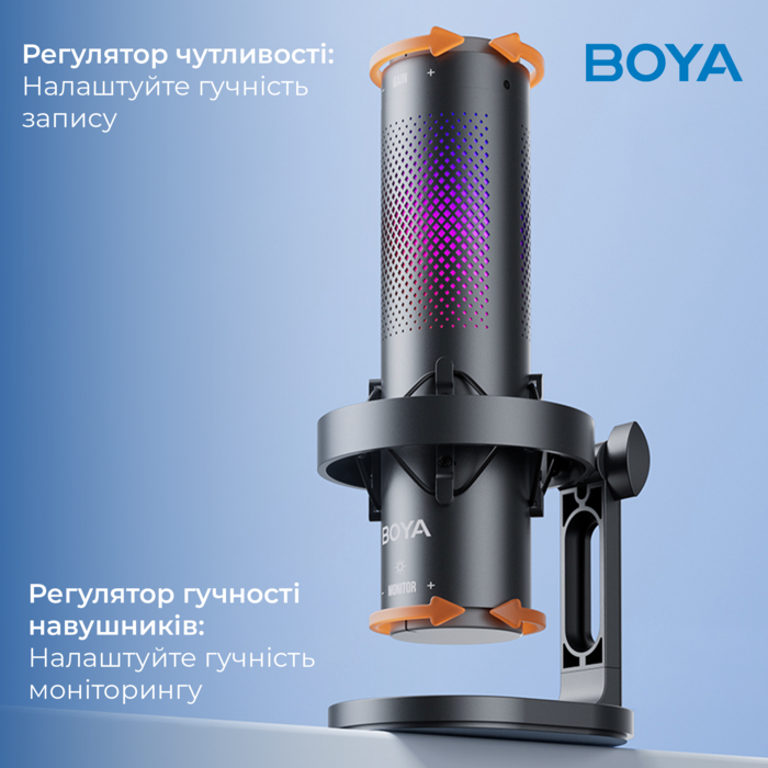 Мікрофон конденсаторний зі зміною діаграми спрямованості BOYA K9 RGB Black