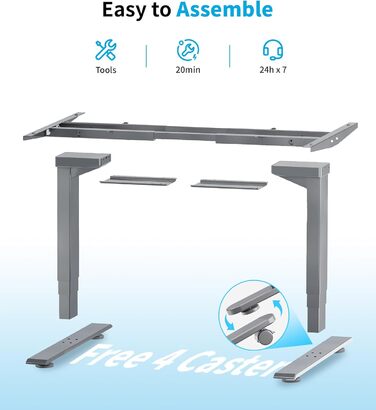 Електричний регульований стіл MAIDeSITe T2 Pro Plus сірий: 2 мотори, 4 пам'яті, нагадування про зміну положення