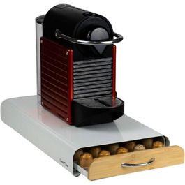 Організатор для капсул Nespresso, металевий, на 50 капсул, білий (з бамбуком)